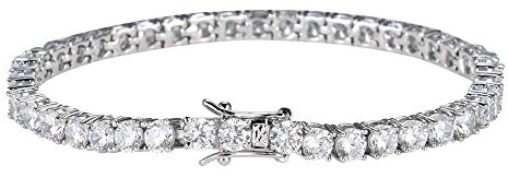 Gold Gala Tennis Armband 925 Sterling Silber mit 5 mm Weißen Zirkonia für Herren und Damen