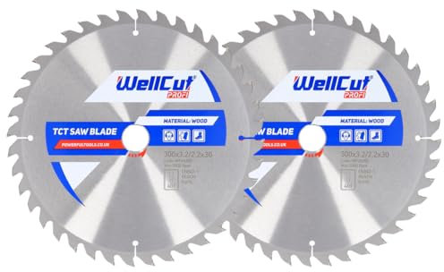 WellCut Wood Circular Saw Blade 300mm x 40T x 30mm Bore for Bosch, Dewalt (Pack of 2)