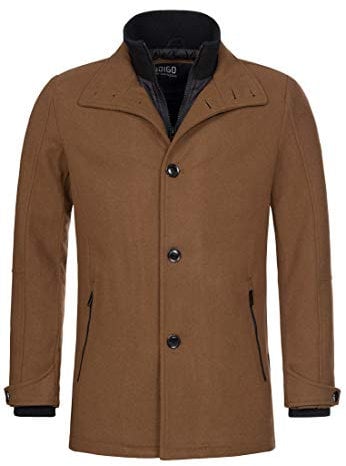 Indicode Herren Brittany Kurzmantel mit Stehkragen | Herrenmantel Wollmantel Mantel Männer Camel, L