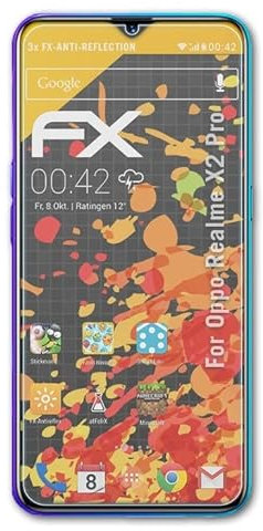 atFoliX Película Protectora compatible con Oppo Realme X2 Pro Lámina Protectora de Pantalla, antirreflejos y amortiguadores FX Protector Película (3X)