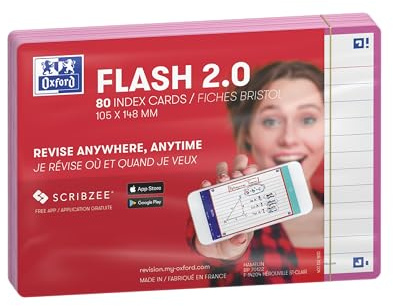 Oxford Flash 2.0 Flashcards A6 105x148mm Liniert Fuchsia 80 Stück