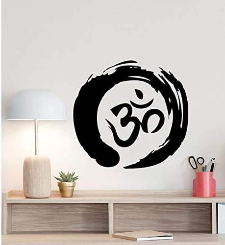 Zen Kreis Om Symbol Wandtattoo Ohm Buddhismus Poster Yoga Zeichen Enso Kreis Vinyl Aufkleber Büro Meditation Dekor Home 45X42 Cm