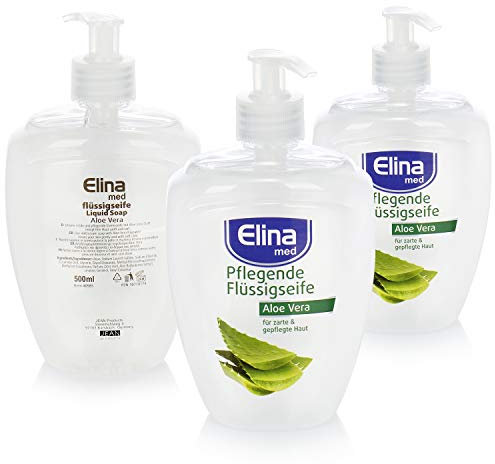 3x pflegende Flüssigseife Aloe Vera im Pump-Spender - Creme Handseife für Sauberkeit und Hygiene - Sanfte Hautreinigung - 500 ml je Spender