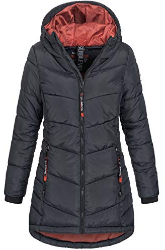 Sublevel Damen Jacke Steppmantel LSL-412 mit gefütterter Kapuze