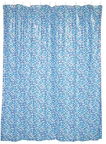 MSV Duschvorhang, PVC, Blau, 180 x 200 cm