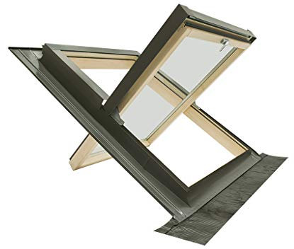 Finestra per tetto COMFORT BILICO | Infisso isolante certificato per uso abitativo | Vetro Antigrandine + Vetro Antinfortunistico | Legno e Alluminio (45x55 Base x Altezza)