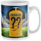 Personalised Football Mug, Kit Shirt Name & Number Coffee Cup, All Teams & Colours. Fan Gift Idea for Mum, Dad, Son, Daughter - One Size, Gold Black