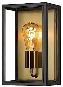 Konstsmide Carpi Box 7348-800 Applique murale d'extérieur en laiton avec 1 ampoule E27 Max 60 W en verre transparent et acier IP44 18 x 13,5 x 30 cm