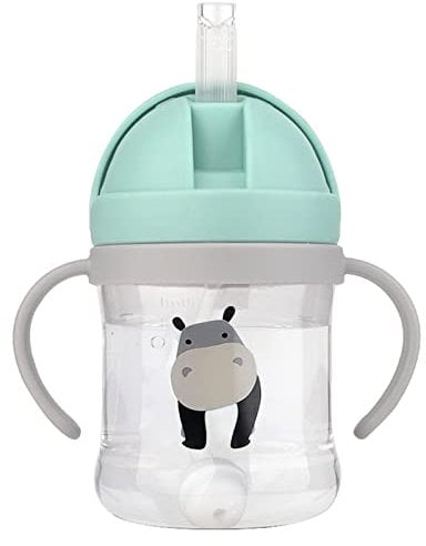 EACHPT Trinkbecher Baby, 250 ml Schnabeltasse Baby, Baby Trinkbecher, Auslaufsicherer Beißschnabel, beschwerter Strohhalm, Trinklernbecher, für Kleinkinder ab 8 Monaten