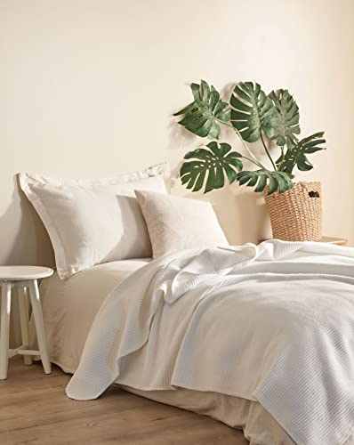 BOHORIA® Kuscheldecke Pure 150x200cm | Wärmedecke für Sofa, Sessel & Bett | Baumwolldecke Sofadecke Wohndecke (150x220cm, Pure) (Pearl, 150 x 200 cm)