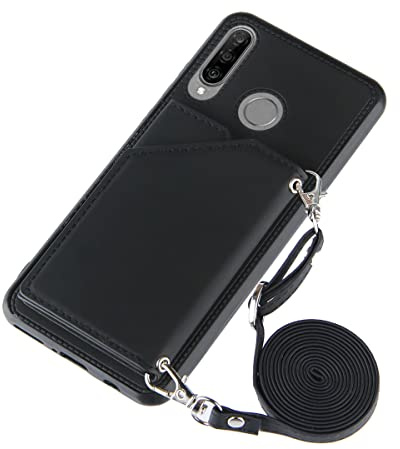 Handykette Handyhülle für Huawei P30 Lite Hülle Premium PU Leder Weich TPU Huawei P30 Lite Klapphülle Magnetverschluss Kartenfach Geldbörse Kompatibel mit Hülle Huawei P30 Lite (C)