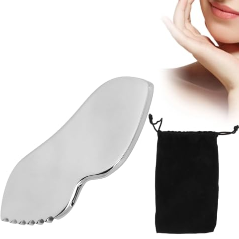 Gua Sha Stein Gua Sha Massagebrett Kammkante Edelstahl Gua Sha Massagesteine für Weiches Gewebe Schmerzlinderung Kieferformung Schwellungsreduktion