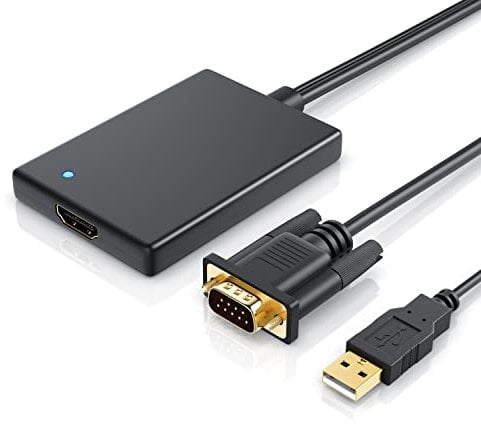 CSL - VGA zu HDMI Adapter 1080p Full HD, Konverter, männlich zu weiblich für Computer, Desktop, Laptop, PC, Monitor, Projektor