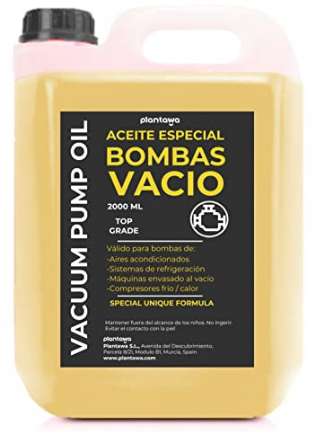 PLANTAWA Aceite para Bomba de Vacío 2000ml | Aceite Máquina de Vacío | Universal Valido para Todas Las Bombas | Aire Acondicionado, Bombas Rotativas Paletas, Bombas Compuertas, Lóbulos