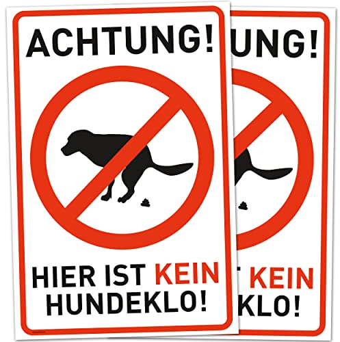 2er Set Schild Hunde kacken verboten (20 x 30 cm Kunststoff) - Kein Hundeklo - Hundekot Schild - Hunde Verbotsschilder - Hundeschilder