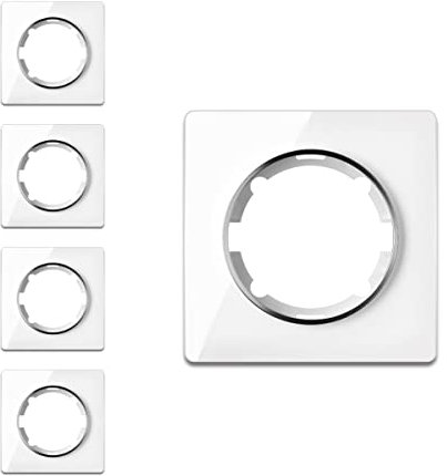 OneKeyElectro Set: 5x Garda Glas- Abdeckrahmen Set, Abdeckrahmen für Lichtschalter oder Steckdose 1fach, Unterputz, Schutzart IP20 - weiß