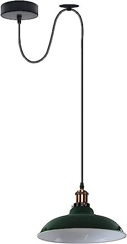 LEDSone Deckenlampe mit 2m Kabel, Höhenverstellbar, 60W E27 Edisonsockel, Vintage Industrial Stil Deckenlampe mit Seilzug (Grau)