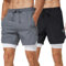 frueo 2er Pack Sporthose Herren Kurz Atmungsaktiv Laufshorts Herren 2 in 1 Schnelltrocknende Running Shorts Komfortabel mit Taschen Gym Shorts(0609)-Black Grey-XL
