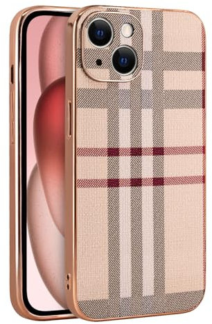LINXUXIE Phone Case for Apple iPhone 15, Fashion Leather Designer Phone Case, Soft TPU Drop Protection Shockproof Protective Phone Holder Women (for iPhone 15)