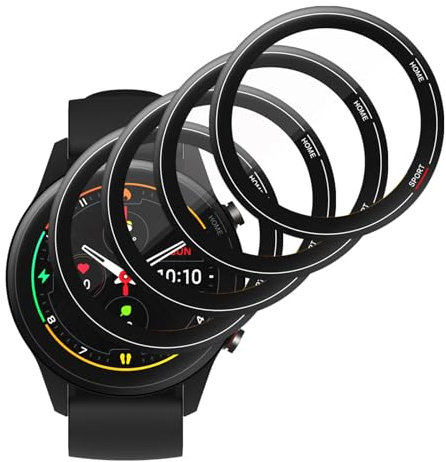 FWKDWHPH [4 Piezas Protector de pantalla Compatible con Xiaomi Mi Watch,3D Cobertura Completa,Dureza 9H,Antiarañazos,Sin Burbujas,HD película protectora