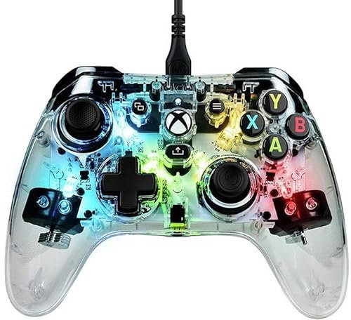 Nacon Manette filaire EVOL-X PRO transparente pour Xbox Series X/S, compatible PC avec un câble détachable de 3 mètres