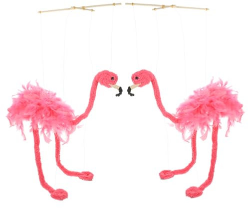 ibasenice 2 Stück Schnur Marionette Rollenspiel-handpuppen Flamingo-Spielzeug Flamingo-Puppen Rosa Plüschmaschine Fadenpuppen Strauß Story-time-Puppe Vogelpuppe Den Faden Plüschtier