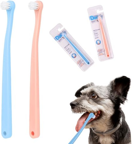 Lot de 2 brosses à dents pour chien et chat – Mini tête douce pour un nettoyage en profondeur – Convient pour chiot, chaton, petits animaux de compagnie – Portable et facile à utiliser