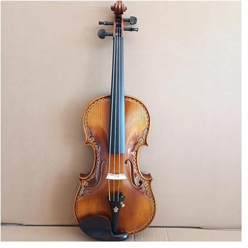 Geige Europäische Fichte, handgeschnitzt, Lack-Violine, 4/4-Gravur, professionelle Violino mit Kofferbogen