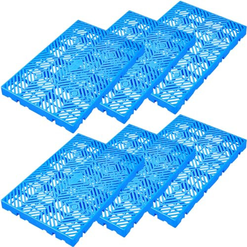Menkxi Kunststoff-Paletten, HDPE, wasserdicht, Lüftungspalette, leicht, atmungsaktiv, für Garage, Küche, Supermarkt, Outdoor, Lagerung, Keller, Schränke (60 x 30 x 3 cm), 6 Stück