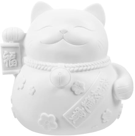ifundom Vinyl Painted Piggy Bank Diy Fortune Cat Shaped Coin Bank Paintable Household Saving Pot Birthday Desktop Decorative Money Box