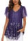 ACDAY Ladies Tunic Tops Women Summer Top Chiffon Blouse for Womens UK Purple Tops for Women Elegant V Neck Mesh Floaty Tops Casual V Neck Ladies Top Chiffon Formal Outfits for Evening Wear