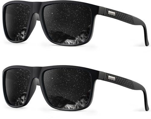 HENGOSEN Polarised Sunglasses Men Sports: Mens Sunglasses Fishing Driving Running Retro Sun Glasses with UV Protection 2 PACK