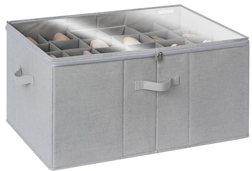 StorageWorks Schuh Organizer für Schrank, extragroße Schuhaufbewahrungsbox für bis zu 24 Paar, platzsparender Schuhschrank aus Stoff, stapelbare Aufbewahrung für Schuhe, Schuhbox mit Deckel, grau