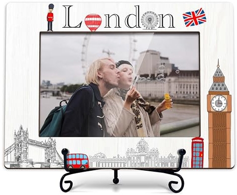 TIRYWT London Bilderrahmen für Hochzeit, Flitterwochen, Urlaub in London, London-Dekor, 10,2 x 15,2 cm, Bilderrahmen für Schreibtisch, Holz-Bilderrahmen – J12