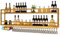 Weinregal Wand Metall mit Licht Flaschenregal Wine Rack Weinschrank Schmal Barschrank mit Weinglashalter Weinständer Weinflaschenhalter Getränke Regal Mini Bar für Esszimmer Home Bar Küche(Gold,2 LAYE