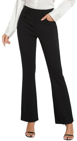 adorence Anzughose Damen – Schwarze Hose Elegant, Business Hose, Slim Fit Stoffhose mit Stretch, Bootcut und 4 Taschen – Perfekt für Büro & Freizeit-Schwarz 73cm M