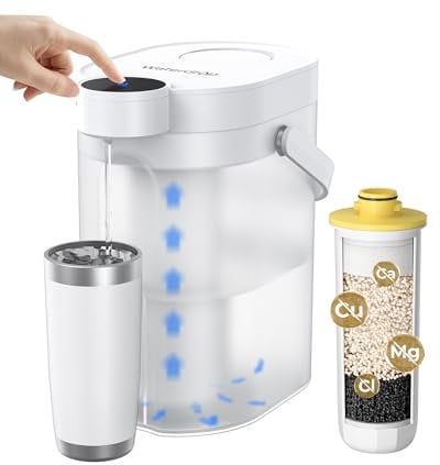 Waterdrop WD-ED11W Wiederaufladbarer Elektrischer Wasserfilterkrug, 3,5L Wasserenthärter Kalkfilter 3 Monate Langlebiger Sofortiger Wasserfilter Dispenser, Reduziert Calcium, Magnesium +70 Schadstoffe
