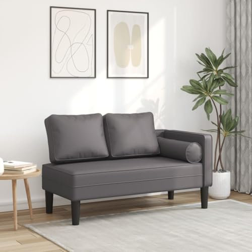 Xichuzi Chaiselongue mit Kissen Grau Kunstleder, Relaxliege Wohnzimmer, Relaxsessel, Lesesessel, Ruhesessel, Bettsofa - 4007567