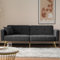 Schlafsofa mit Bettfunktion, verstellbarem Winkel, goldenen Beinen, mit Kissen und seitlichen Aufbewahrungstaschen (dunkelgrau)