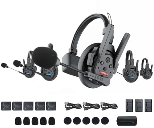 SYNCO XPRO5 X5 Kabelloses Intercom-Headset-System für 5 Personen,mit Mikrofon,eingebauter Akku,500m, Reichweite,Echtzeit-Überwachung für Filmaufnahmen,Live-Show,Bühnenleistung