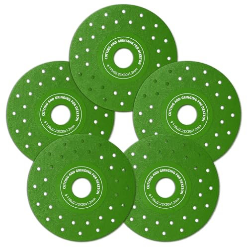 Diamond Saw Blades 100mm/4 Vacuum Brazed Ultra-Thin Multi-Pore Abrasive Discs for Cutting Porcelain, Glass, Ceramic Tile, Granite, Marble 5PACK