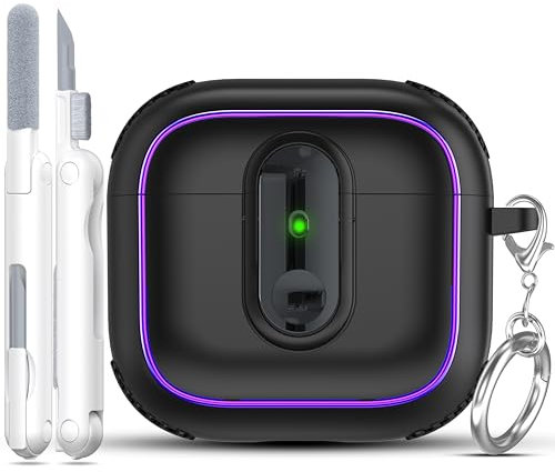 MHYALUDO per Custodia AirPods 4 con Finitura Metallica Elettrolitica, Protezione Antishock per Custodia AirPods 4a Generazione, Non Compatibile con Magnetico, Nero