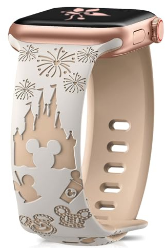 CeiBand Silicone Watch Straps for Apple Watch Series 11 42mm/38mm/40mm/41mm, Women's Cute Anime Cartoon Engraving Watch Band Bracelets for iWatch Series 11 10 9 8 7 6-1 SE3