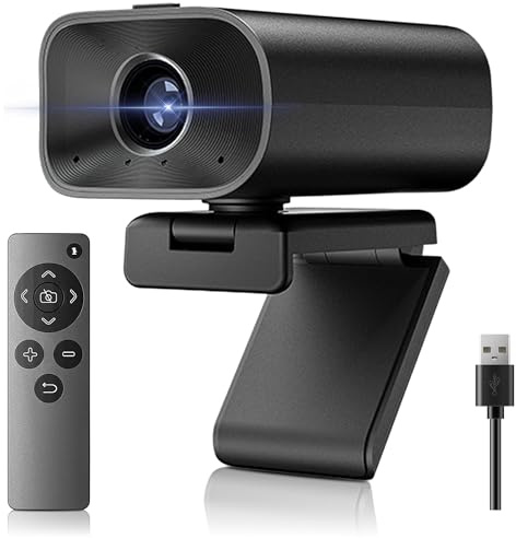 Ynoonvon All-in-One Conference Webcam with 5X Zoom, Built-in Dual Microphones，5W Speaker & Privacy Cover, ePTZ USB Camera with Remote for Computer, Laptop, Mac, Zoom, Teams, 1080P HD