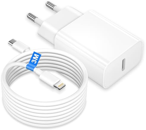 iPhone Ladekabel, 25W iPhone Ladegerät mit 3M Lightning Ladekabel für Apple iPhone 14 13 12 11 Pro Max Plus XS XR X iPad, USB C Ladegerät mit Lightning Schnellladekabel USB C Stecker Schnellladegerät
