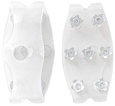 Ice Cleats, 10x5.5cm Thermoplastic Rubber 7-Tooth Traction Translucent Flexible Snow Spikes Shoe Covers for Hiking, Walking, Climbing, Fishing, Outdoor, Garden