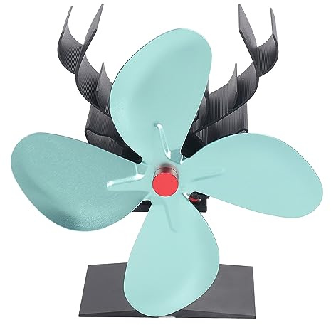 ZLXCAOB Ventilatore per camino Ventilatore per radiatore termodinamico in metallo a 4 pale stile natalizio a motore singolo