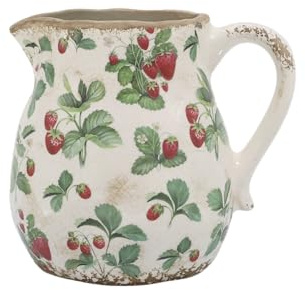Chic Antique Kanne FRAISES Krug mit Erdbeeren 16x15 cm Deko Karaffe Blumenvase