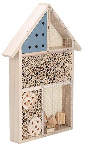 SIXRUN Holz-Insekten-Bienenhaus-Tunnel, Garten-Nisthotel, Unterschlupf, Dekoration für Bienen und Insekten, Einfache Installation für Rasen und Baum, Platane-Holz, 34,9 X 25,9 X 3,6 cm