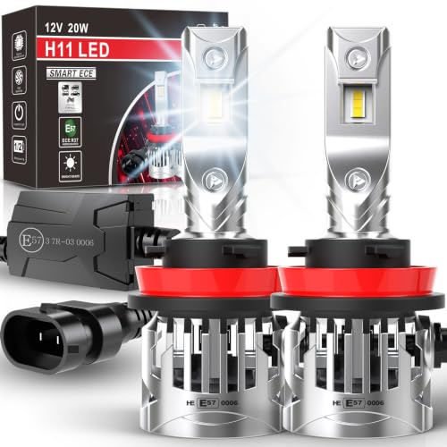 TUINCYN H11 LED Scheinwerferlampe 500% Helleres, UNECE-R37 Zulassung mit E-Zeichen, 6500K Weiß Straßenzulassung Lampe, 2 Stück